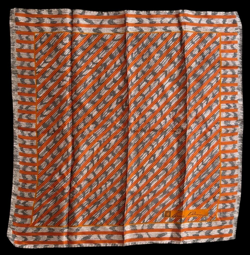 Anne Klein Silk Scarf For Robinson & Golluber Multi Striped 21/21" Made In Japan